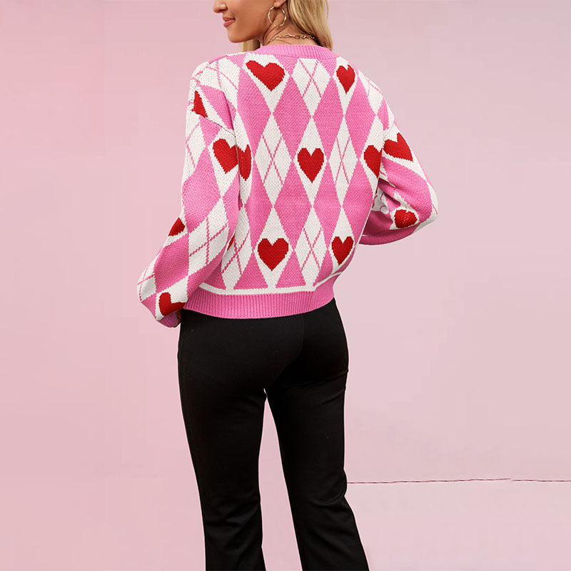 Valentine's Day Cardigan Heart Knitted Sweater Coat