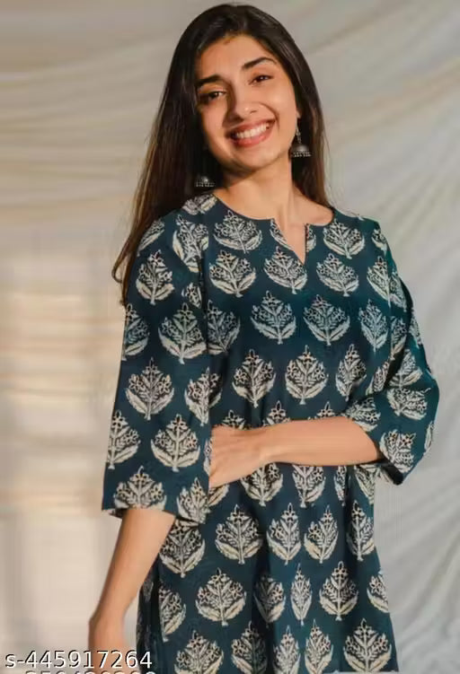 Cotton Hand Block Printed Short Kurti