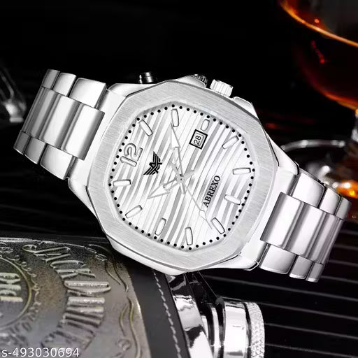 ABREXO Abx999-Sky Blue 3D Dial Date Working Silver Stainless Steel Watch