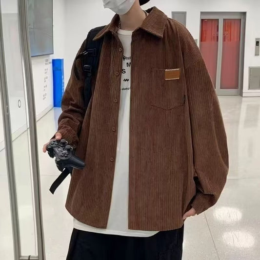 Men's Loose American Retro Corduroy Shirt