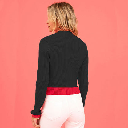 Heart Peach Round Neck Pullover Knitted Sweater