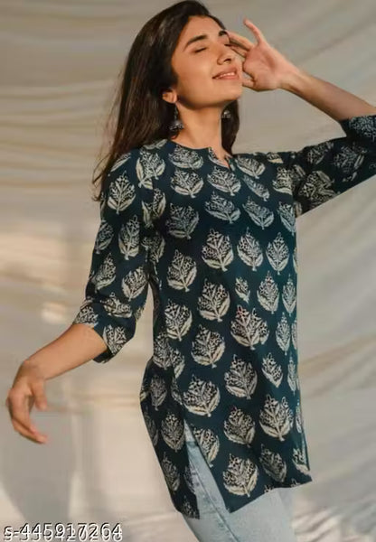 Cotton Hand Block Printed Short Kurti