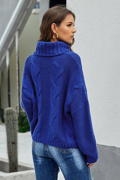 Cuddle Weather Cable Knit Handmade Turtleneck Sweater
