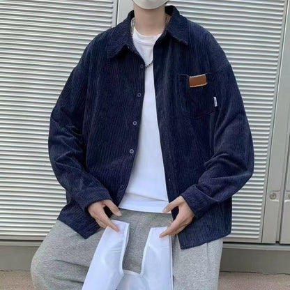 Men's Loose American Retro Corduroy Shirt