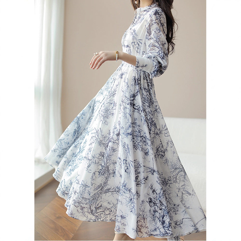 Women's European And American Floral Long-sleeved Dress