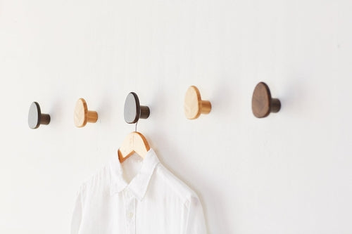 Design Clothes Hooks in Leaf Shape, 3 pieces Set, Color: bamboo