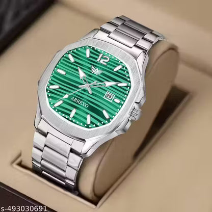 ABREXO Abx999-Sky Blue 3D Dial Date Working Silver Stainless Steel Watch