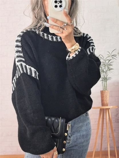 Leisure Pullover Half Turtleneck Knitted Sweater For Women