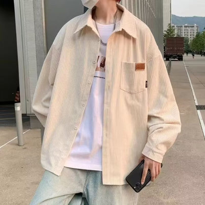 Men's Loose American Retro Corduroy Shirt