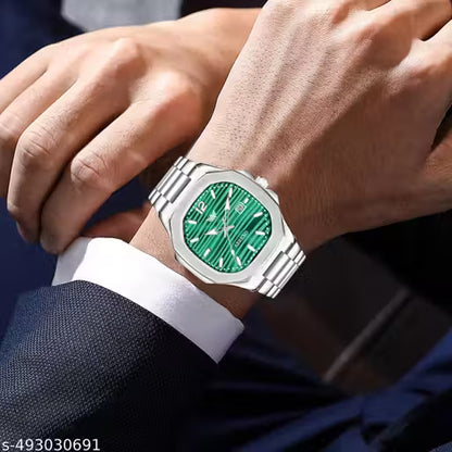 ABREXO Abx999-Sky Blue 3D Dial Date Working Silver Stainless Steel Watch