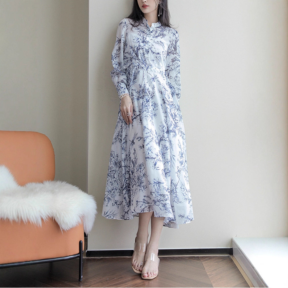 Women's European And American Floral Long-sleeved Dress
