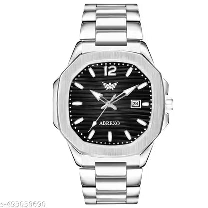 ABREXO Abx999-Sky Blue 3D Dial Date Working Silver Stainless Steel Watch