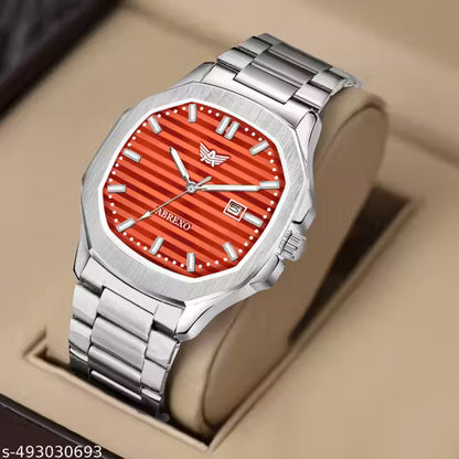 ABREXO Abx999-Sky Blue 3D Dial Date Working Silver Stainless Steel Watch