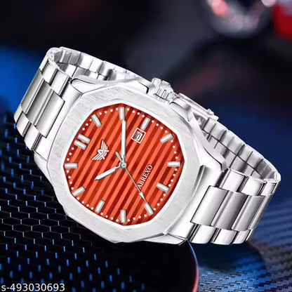 ABREXO Abx999-Sky Blue 3D Dial Date Working Silver Stainless Steel Watch