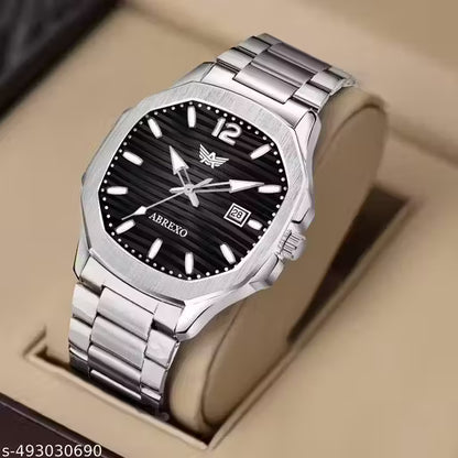 ABREXO Abx999-Sky Blue 3D Dial Date Working Silver Stainless Steel Watch