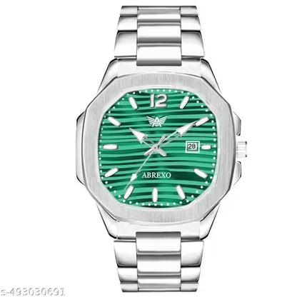 ABREXO Abx999-Sky Blue 3D Dial Date Working Silver Stainless Steel Watch