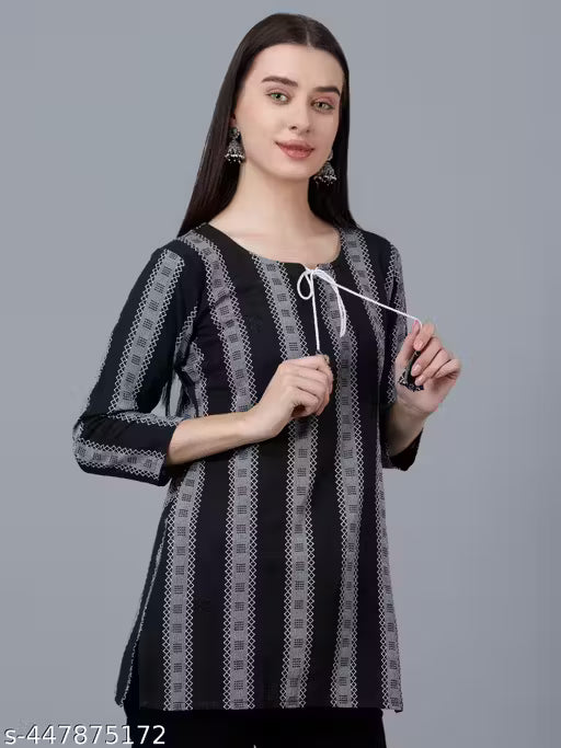Women's (Girls) Cotton Floral Short Kurti Kurta Short Top