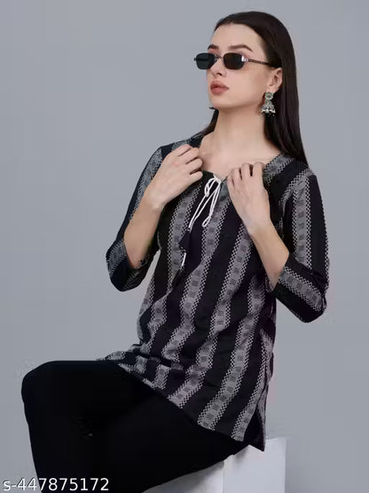 Women's (Girls) Cotton Floral Short Kurti Kurta Short Top