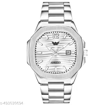 ABREXO Abx999-Sky Blue 3D Dial Date Working Silver Stainless Steel Watch