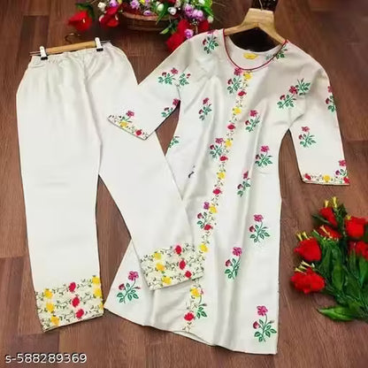WOMEN KURTA SET WITH FANCY KURTI WITH BOTTOM